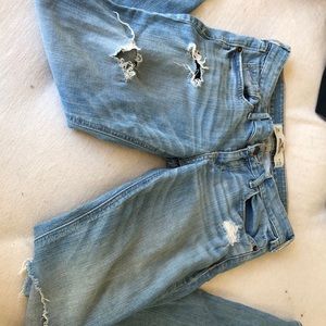 Bootcut light wash hollister jeans distressed
